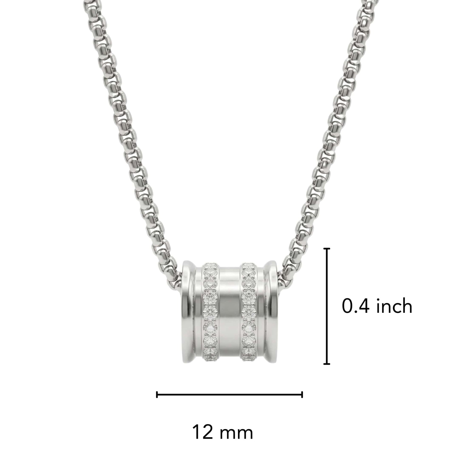 THE MEN THING SS Pendant/ Necklace NEXUS ROLL - 12mm Titanium Steel Pendant with 23inch 4mm Round Box Chain for Men & Boys