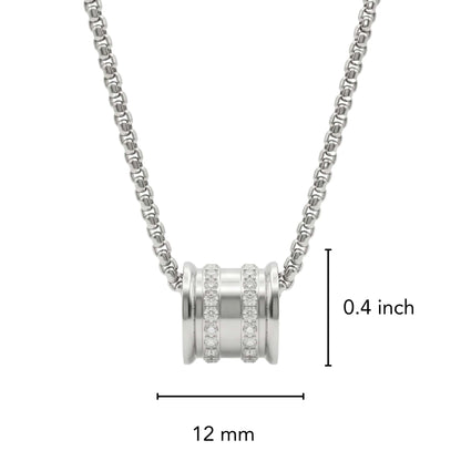 THE MEN THING SS Pendant/ Necklace NEXUS ROLL - 12mm Titanium Steel Pendant with 23inch 4mm Round Box Chain for Men & Boys