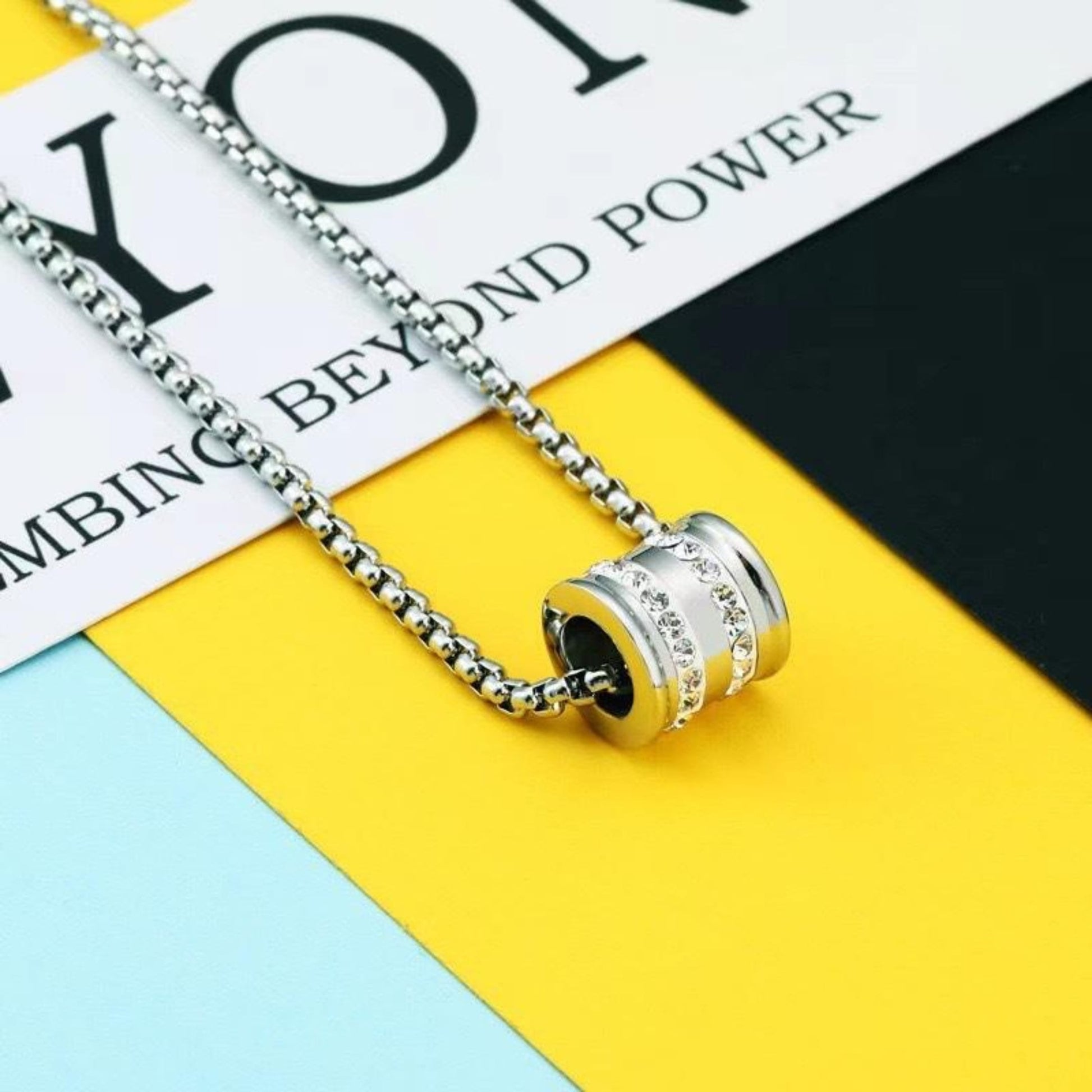 THE MEN THING SS Pendant/ Necklace NEXUS ROLL - 12mm Titanium Steel Pendant with 23inch 4mm Round Box Chain for Men & Boys