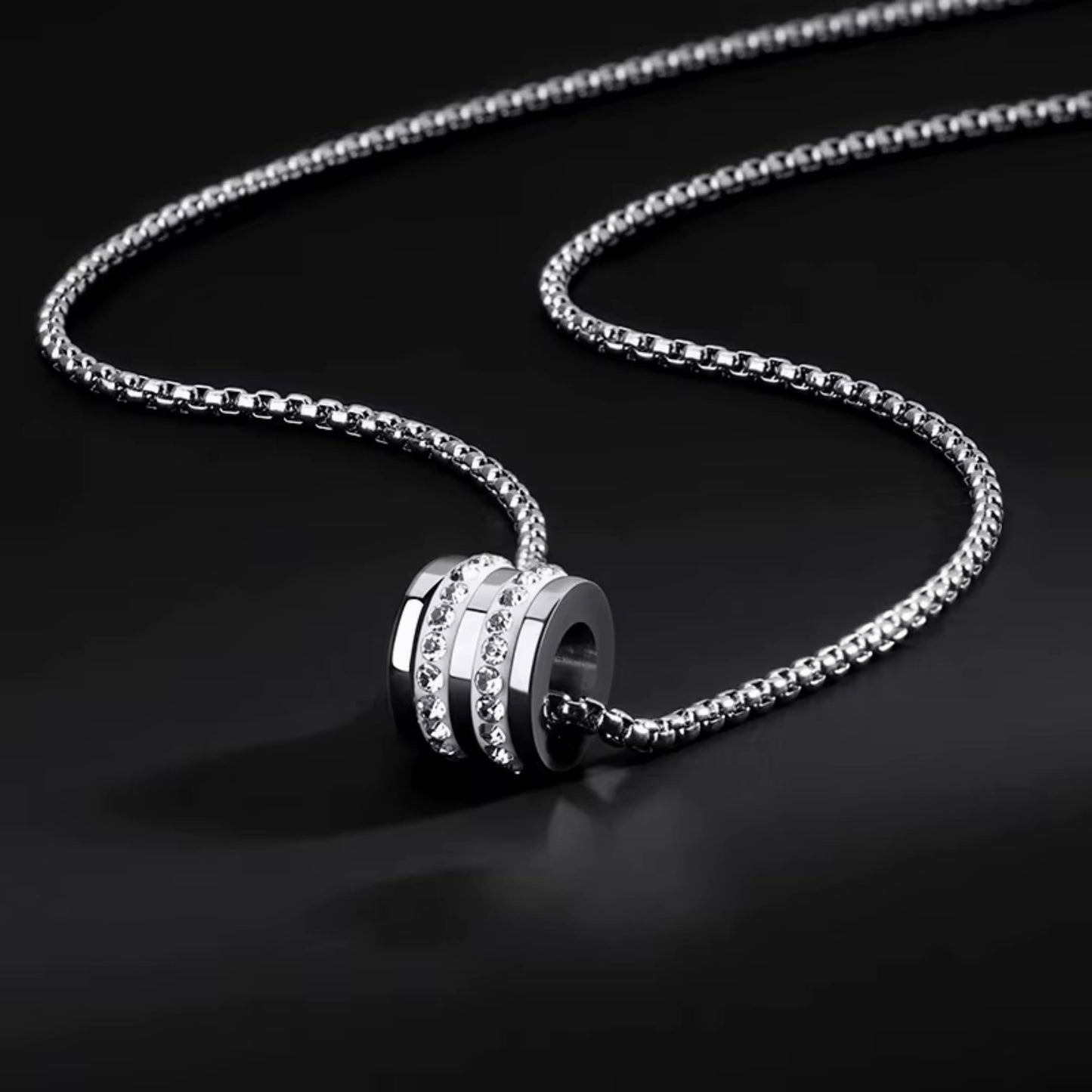 THE MEN THING SS Pendant/ Necklace NEXUS ROLL - 12mm Titanium Steel Pendant with 23inch 4mm Round Box Chain for Men & Boys