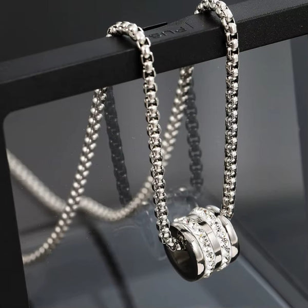 NEXUS ROLL - 12mm Titanium Steel Pendant with 23inch 4mm Round Box Chain for Men & Boys