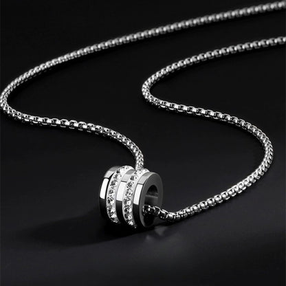 THE MEN THING SS Pendant/ Necklace NEXUS ROLL - 12mm Titanium Steel Pendant with 23inch 4mm Round Box Chain for Men & Boys