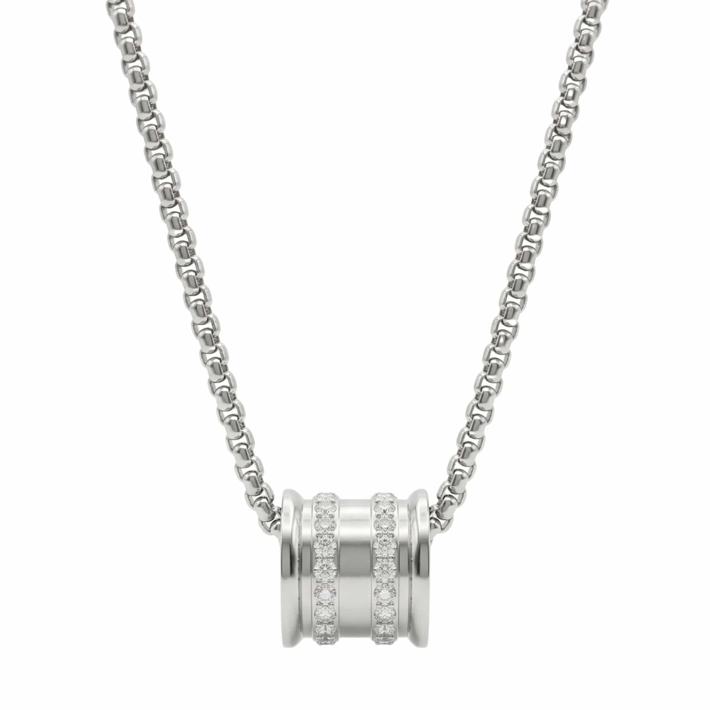THE MEN THING SS Pendant/ Necklace NEXUS ROLL - 12mm Titanium Steel Pendant with 23inch 4mm Round Box Chain for Men & Boys