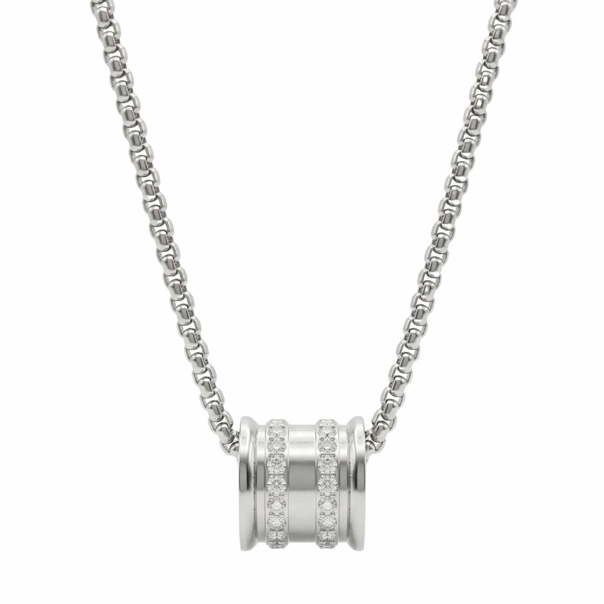 THE MEN THING SS Pendant/ Necklace NEXUS ROLL - 12mm Titanium Steel Pendant with 23inch 4mm Round Box Chain for Men & Boys