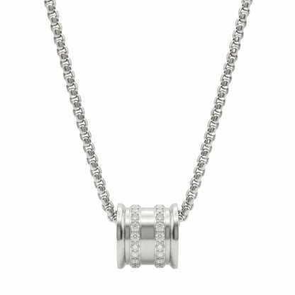 THE MEN THING SS Pendant/ Necklace NEXUS ROLL - 12mm Titanium Steel Pendant with 23inch 4mm Round Box Chain for Men & Boys