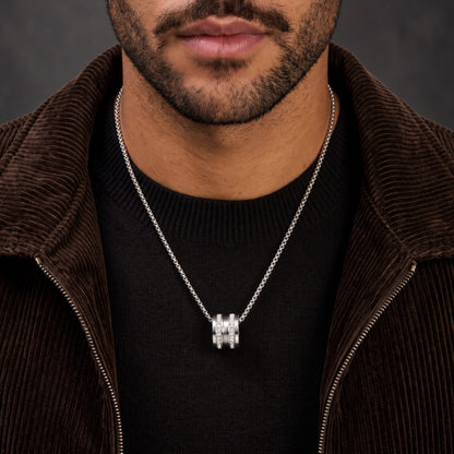 THE MEN THING SS Pendant/ Necklace NEXUS ROLL - 12mm Titanium Steel Pendant with 23inch 4mm Round Box Chain for Men & Boys