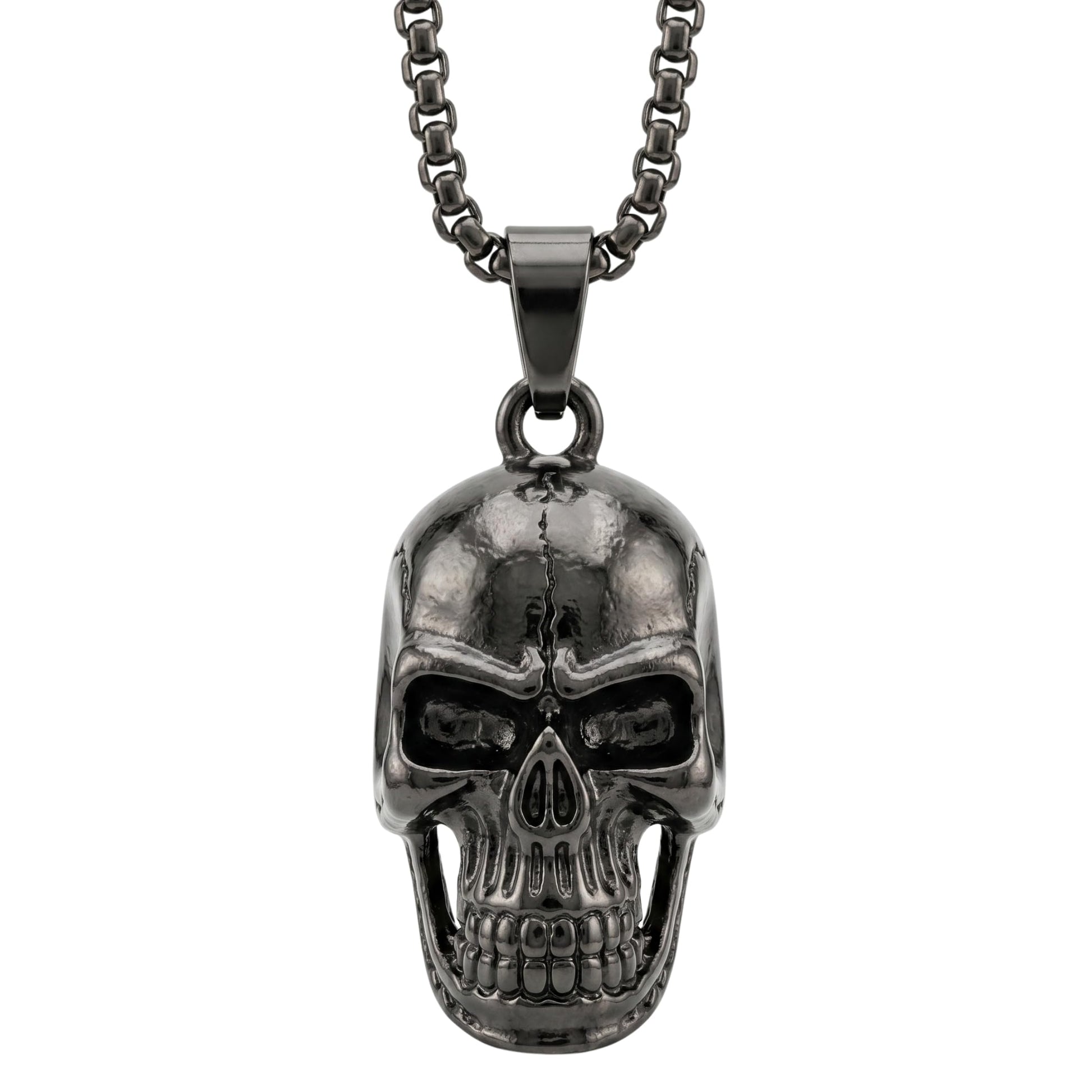 THE MEN THING SS Pendant/ Necklace NIGHT SKULL (BLACK) - Alloy Pendant with Pure Stainless Steel 24inch Round Box Chain, European trending Style for Men & Boy