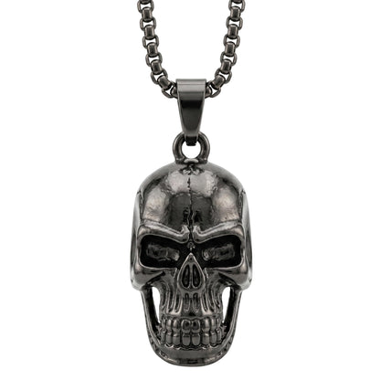 THE MEN THING SS Pendant/ Necklace NIGHT SKULL (BLACK) - Alloy Pendant with Pure Stainless Steel 24inch Round Box Chain, European trending Style for Men & Boy
