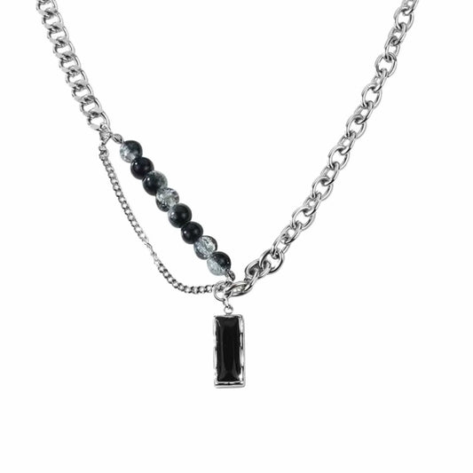 THE MEN THING SS Pendant/ Necklace NOIR LINK - 11mm Titanium Steel Pendant with 20 to 22inch Adjustable 9mm Chain for Men & Boys
