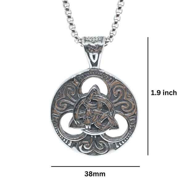 NORDIC TRINITY - 38mm Titanium Steel Pendant with 24inch Round Box 5mm Chain for Men & Boys