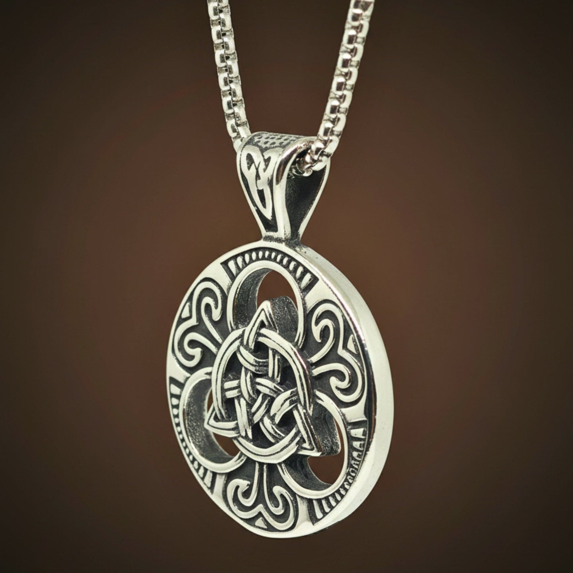 THE MEN THING SS Pendant/ Necklace NORDIC TRINITY - 38mm Titanium Steel Pendant with 24inch Round Box 5mm Chain for Men & Boys