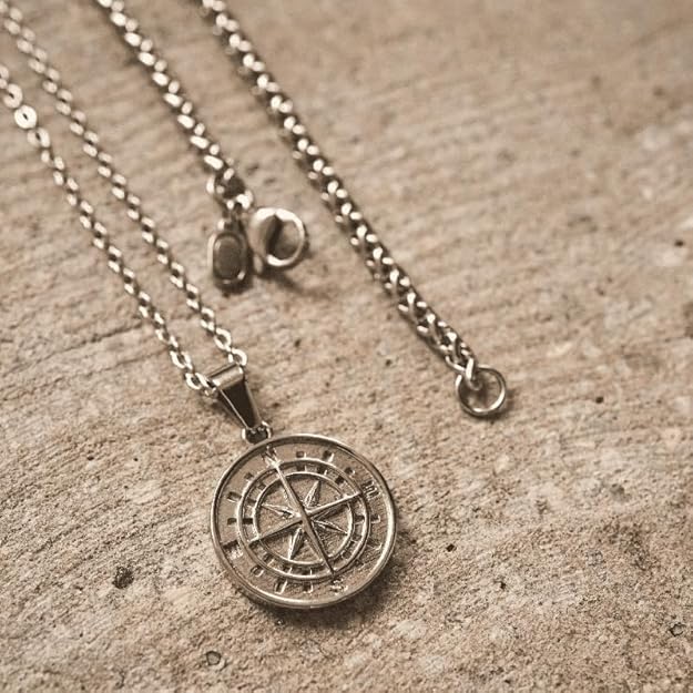 THE MEN THING SS Pendant/ Necklace North Star Chain & Twin-Layer Steel Bracelet Combo – Bold Stainless Steel Style Set for Men