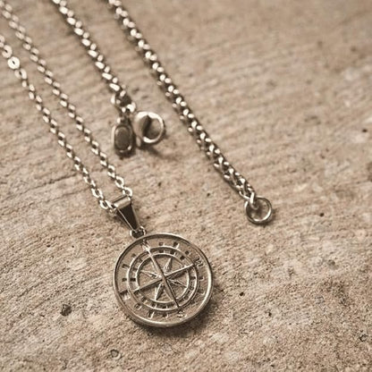 THE MEN THING SS Pendant/ Necklace North Star Chain & Twin-Layer Steel Bracelet Combo – Bold Stainless Steel Style Set for Men