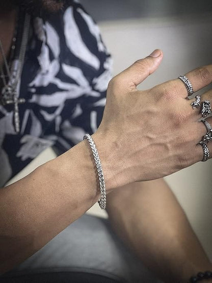 THE MEN THING SS Pendant/ Necklace North Star Chain & Twin-Layer Steel Bracelet Combo – Bold Stainless Steel Style Set for Men