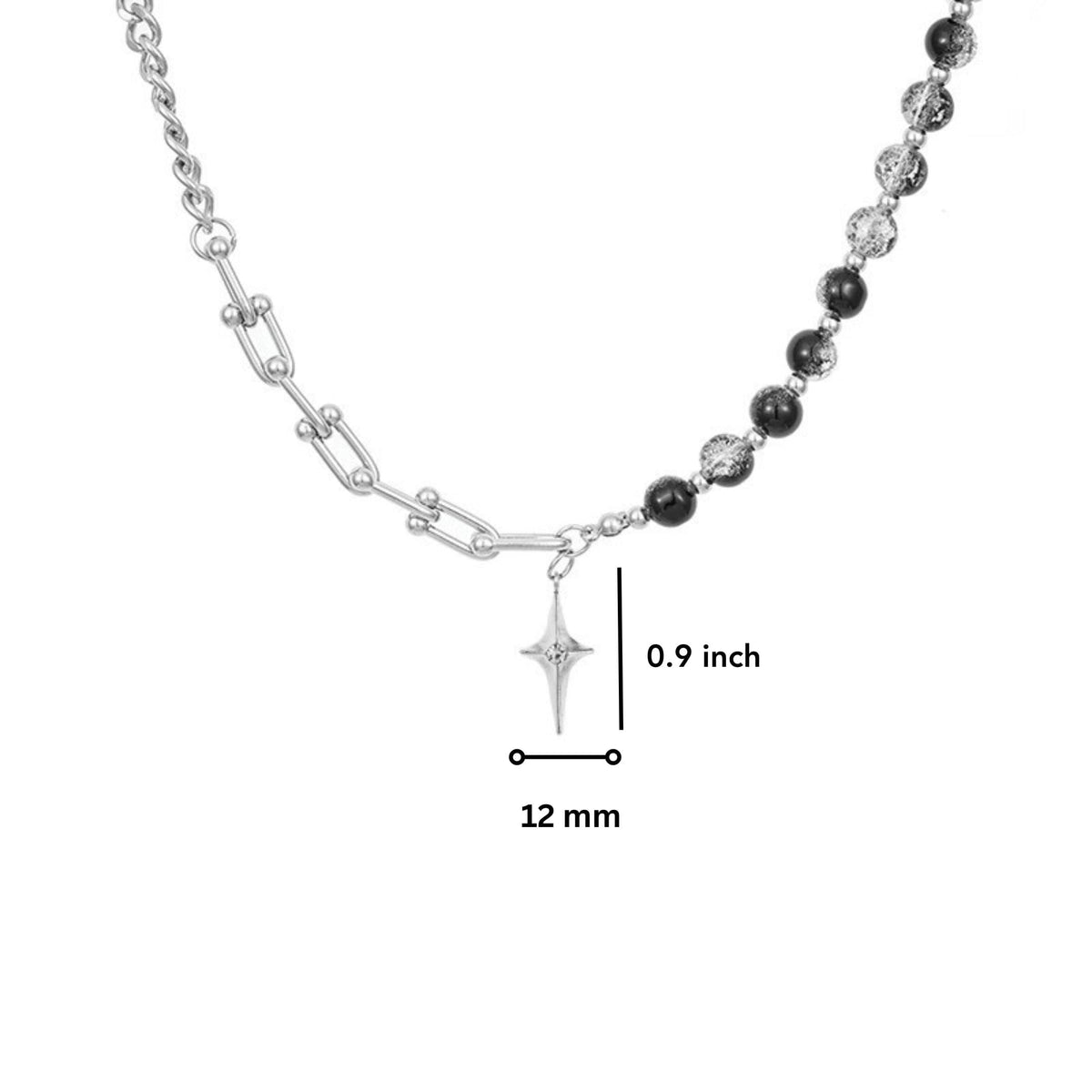 THE MEN THING SS Pendant/ Necklace NOVA STAR - 12mm Titanium Steel Pendant with 18inch to 20inch Adjustable Cable 7mm Chain for Men & Boys