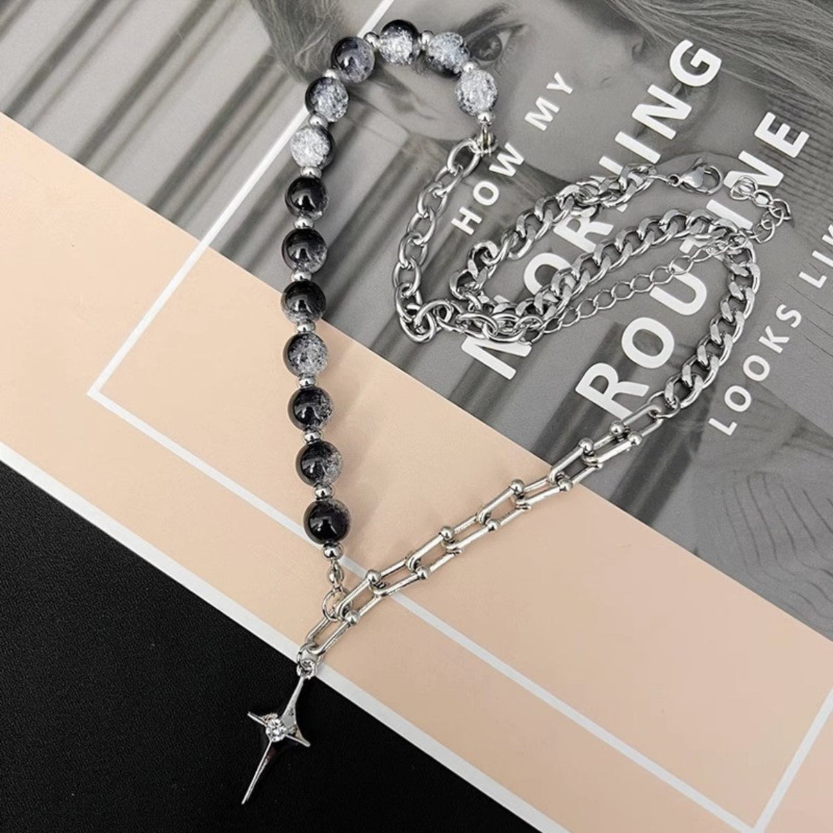 THE MEN THING SS Pendant/ Necklace NOVA STAR - 12mm Titanium Steel Pendant with 18inch to 20inch Adjustable Cable 7mm Chain for Men & Boys
