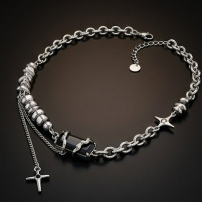 THE MEN THING SS Pendant/ Necklace NOVA STAR - 12mm Titanium Steel Pendant with 18inch to 20inch Adjustable Cable 7mm Chain for Men & Boys