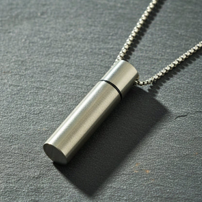 THE MEN THING SS Pendant/ Necklace OBSIDIAN CORE - SILVER - 10mm Titanium Steel Pendant with 24inch Round Box 4 mm Chain for Men & Boys with adjustable cable chain