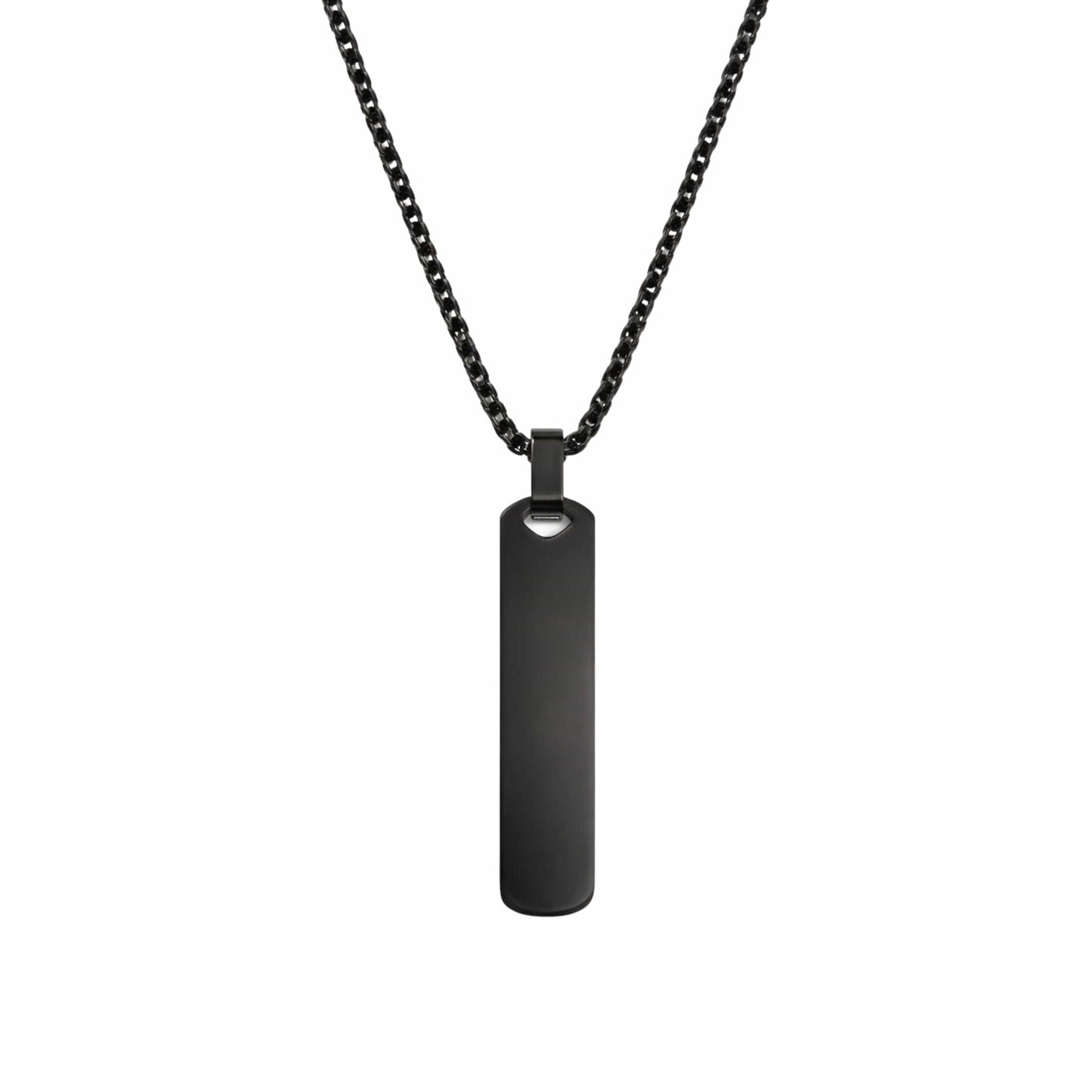 THE MEN THING SS Pendant/ Necklace OBSIDIAN STRIPE - BLACK - 11mm Pure Titanium Steel Pendant with 27inch Round Box 4mm Chain for Men & Boys
