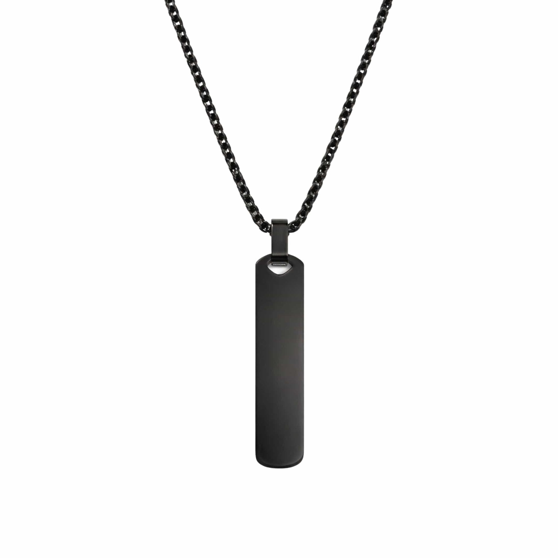 THE MEN THING SS Pendant/ Necklace OBSIDIAN STRIPE - BLACK - 11mm Pure Titanium Steel Pendant with 27inch Round Box 4mm Chain for Men & Boys