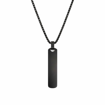 THE MEN THING SS Pendant/ Necklace OBSIDIAN STRIPE - BLACK - 11mm Pure Titanium Steel Pendant with 27inch Round Box 4mm Chain for Men & Boys