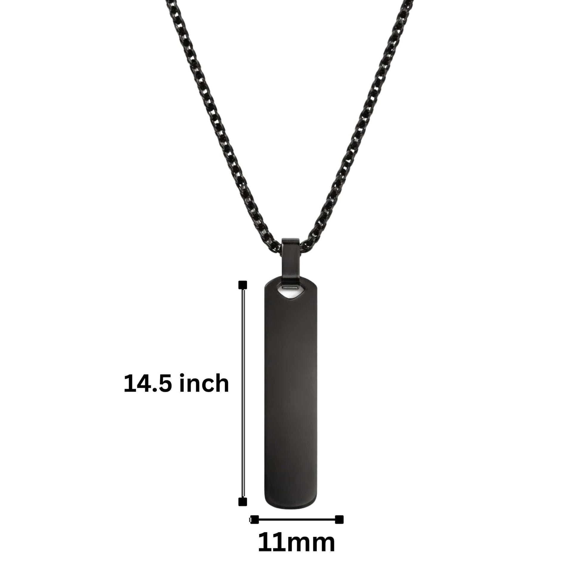 THE MEN THING SS Pendant/ Necklace OBSIDIAN STRIPE - BLACK - 11mm Pure Titanium Steel Pendant with 27inch Round Box 4mm Chain for Men & Boys