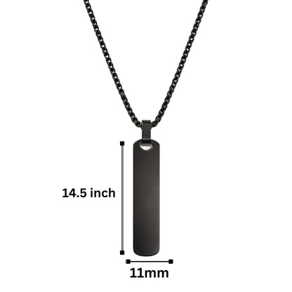 THE MEN THING SS Pendant/ Necklace OBSIDIAN STRIPE - BLACK - 11mm Pure Titanium Steel Pendant with 27inch Round Box 4mm Chain for Men & Boys