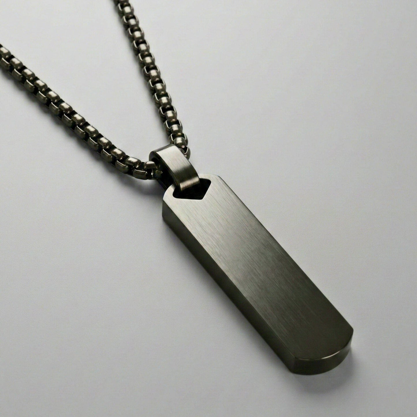 THE MEN THING SS Pendant/ Necklace OBSIDIAN STRIPE - BLACK - 11mm Pure Titanium Steel Pendant with 27inch Round Box 4mm Chain for Men & Boys