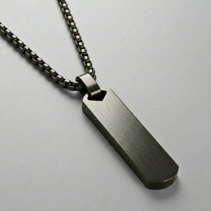 THE MEN THING SS Pendant/ Necklace OBSIDIAN STRIPE - BLACK - 11mm Pure Titanium Steel Pendant with 27inch Round Box 4mm Chain for Men & Boys