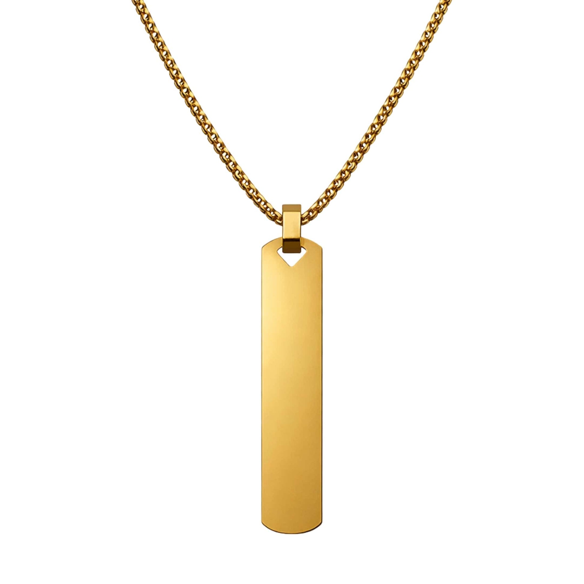 THE MEN THING SS Pendant/ Necklace OBSIDIAN STRIPE - GOLD - 11mm Pure Titanium Steel Pendant with 27inch Round Box 4mm Chain for Men & Boys