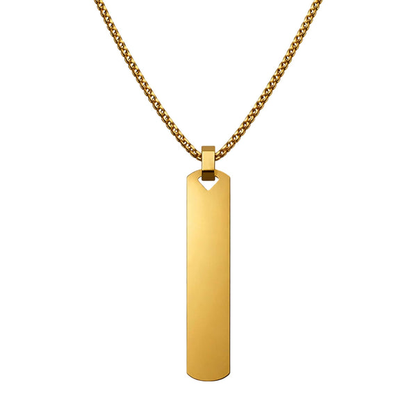 OBSIDIAN STRIPE - GOLD - 11mm Pure Titanium Steel Pendant with 27inch Round Box 4mm Chain for Men & Boys