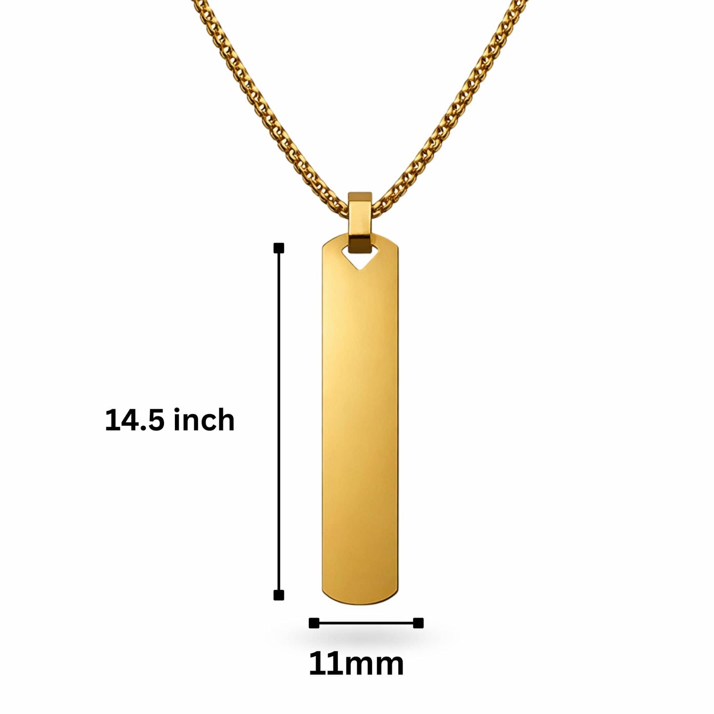 THE MEN THING SS Pendant/ Necklace OBSIDIAN STRIPE - GOLD - 11mm Pure Titanium Steel Pendant with 27inch Round Box 4mm Chain for Men & Boys