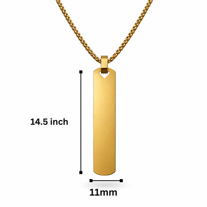 THE MEN THING SS Pendant/ Necklace OBSIDIAN STRIPE - GOLD - 11mm Pure Titanium Steel Pendant with 27inch Round Box 4mm Chain for Men & Boys