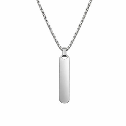 THE MEN THING SS Pendant/ Necklace OBSIDIAN STRIPE - STEEL - 11mm Pure Titanium Steel Pendant with 27inch Round Box 4mm Chain for Men & Boys