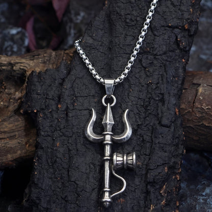THE MEN THING SS Pendant/ Necklace OM AURA - Pure Vintage Pure Steel Pendant with 24inch Round Box 5mm Chain for Men & Boys