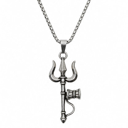 THE MEN THING SS Pendant/ Necklace OM AURA - Pure Vintage Pure Steel Pendant with 24inch Round Box 5mm Chain for Men & Boys