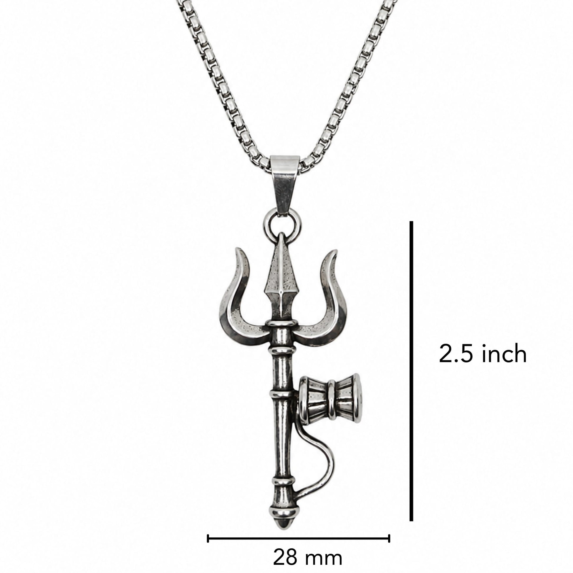 THE MEN THING SS Pendant/ Necklace OM AURA - Pure Vintage Pure Steel Pendant with 24inch Round Box 5mm Chain for Men & Boys