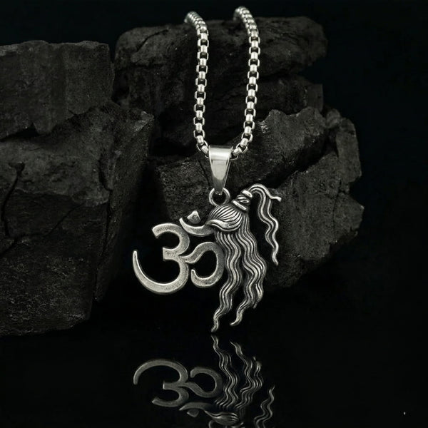 PRAṆAVAJATA - Pure Vintage Pure Steel Pendant with 24inch Round Box 5mm Chain for Men & Boys