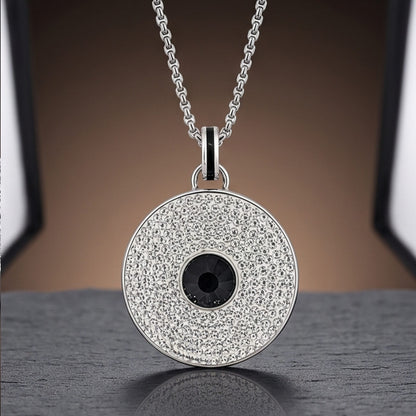 THE MEN THING SS Pendant/ Necklace ONYX DISC - 32mm Titanium Steel Pendant with Adjustable Twisted 4mm Chain for Men & Boys (23inch)