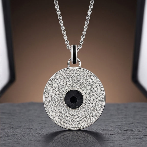 ONYX DISC - 32mm Titanium Steel Pendant with Adjustable Twisted 4mm Chain for Men & Boys (23inch)