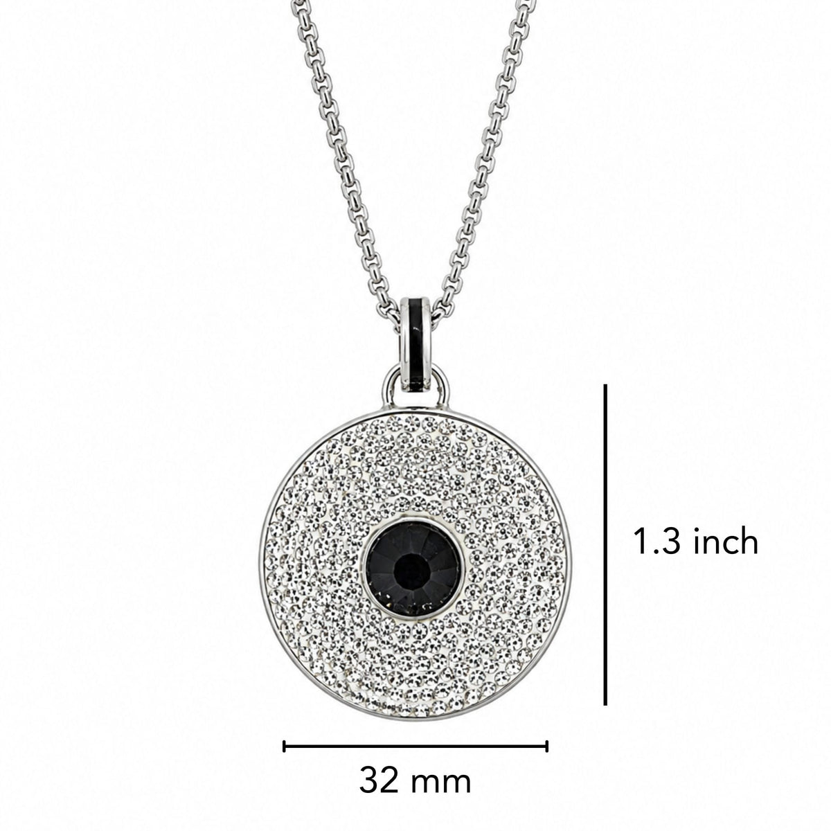 THE MEN THING SS Pendant/ Necklace ONYX DISC - 32mm Titanium Steel Pendant with Adjustable Twisted 4mm Chain for Men & Boys (23inch)