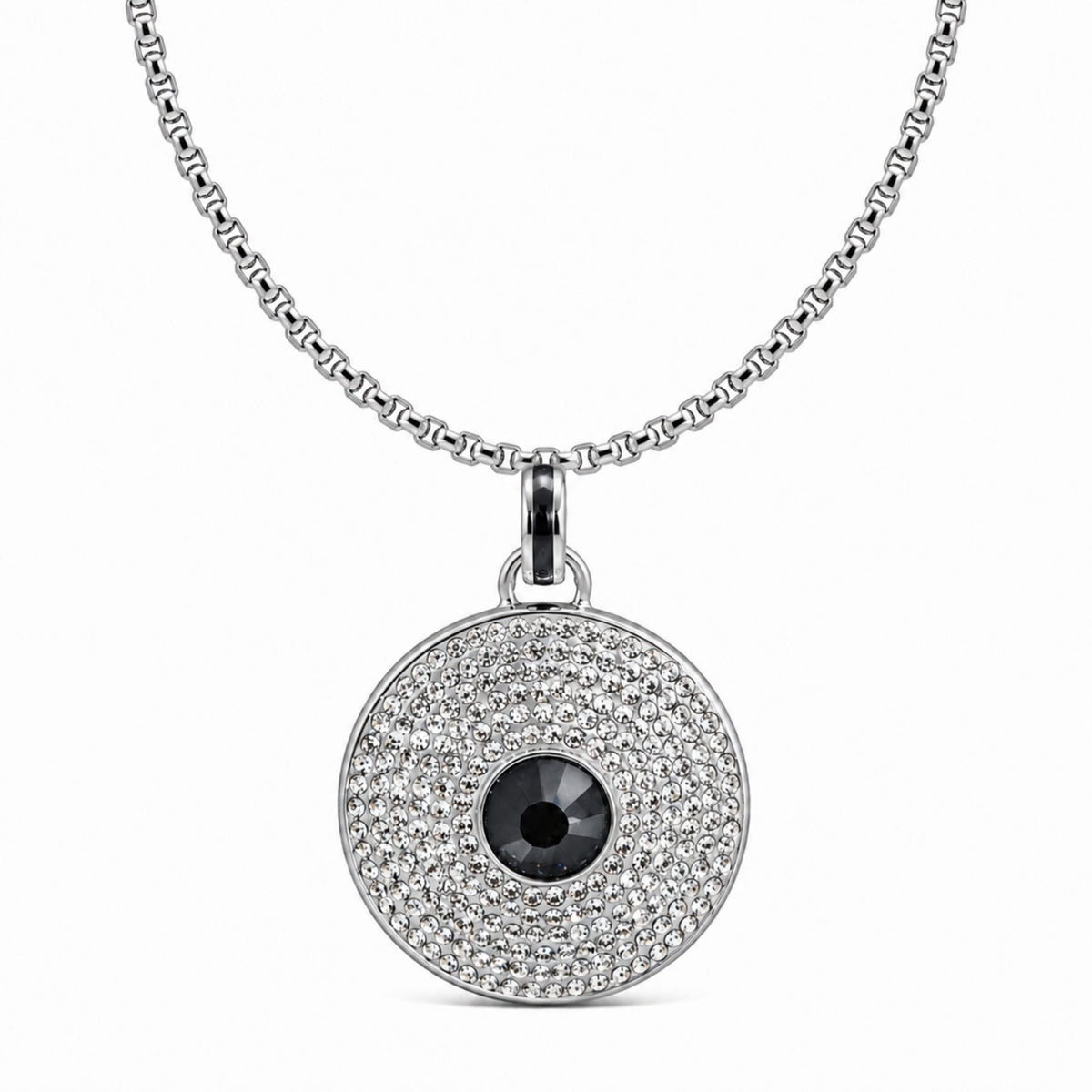THE MEN THING SS Pendant/ Necklace ONYX DISC - 32mm Titanium Steel Pendant with Adjustable Twisted 4mm Chain for Men & Boys (23inch)