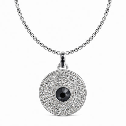 THE MEN THING SS Pendant/ Necklace ONYX DISC - 32mm Titanium Steel Pendant with Adjustable Twisted 4mm Chain for Men & Boys (23inch)