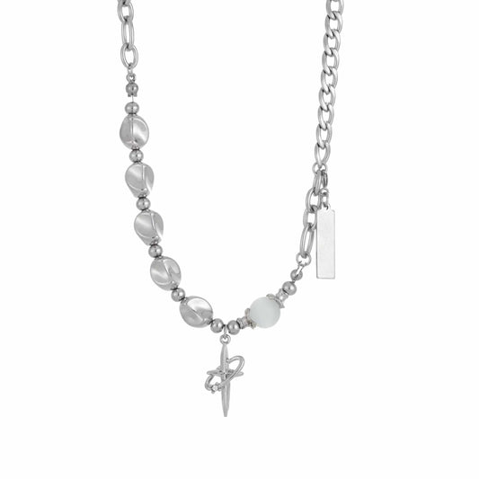 THE MEN THING SS Pendant/ Necklace ONYX PEARL - 16mm Titanium Steel Pendant with 19 to 21inch Adjustable Cable 8mm Chain for Men & Boys