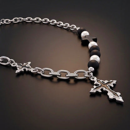THE MEN THING SS Pendant/ Necklace ONYX RELIC - 27mm Titanium Steel Pendant with 19inch to 21inch Adjustable Cable 8mm Chain for Men & Boys