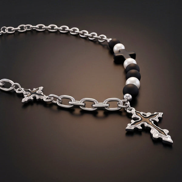 ONYX RELIC - 27mm Titanium Steel Pendant with 19inch to 21inch Adjustable Cable 8mm Chain for Men & Boys