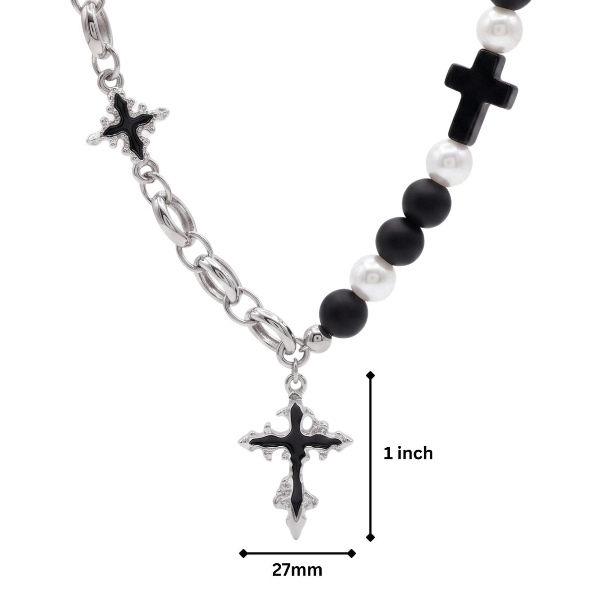 THE MEN THING SS Pendant/ Necklace ONYX RELIC - 27mm Titanium Steel Pendant with 19inch to 21inch Adjustable Cable 8mm Chain for Men & Boys