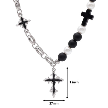 THE MEN THING SS Pendant/ Necklace ONYX RELIC - 27mm Titanium Steel Pendant with 19inch to 21inch Adjustable Cable 8mm Chain for Men & Boys