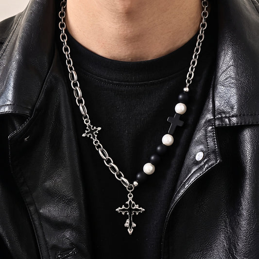 THE MEN THING SS Pendant/ Necklace ONYX RELIC - 27mm Titanium Steel Pendant with 19inch to 21inch Adjustable Cable 8mm Chain for Men & Boys