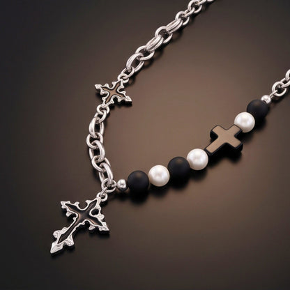 THE MEN THING SS Pendant/ Necklace ONYX RELIC - 27mm Titanium Steel Pendant with 19inch to 21inch Adjustable Cable 8mm Chain for Men & Boys